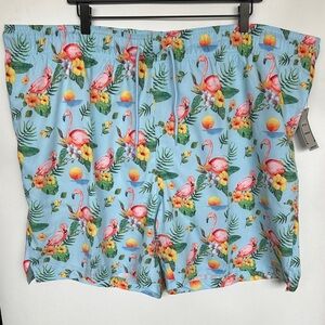 George Light Blue Floral & Flamingo Swim Shorts
